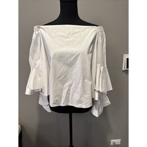 Endless Rose Blouse‎ Womens Medium Tiered Ruffled Sleeve White whimsical Fairy